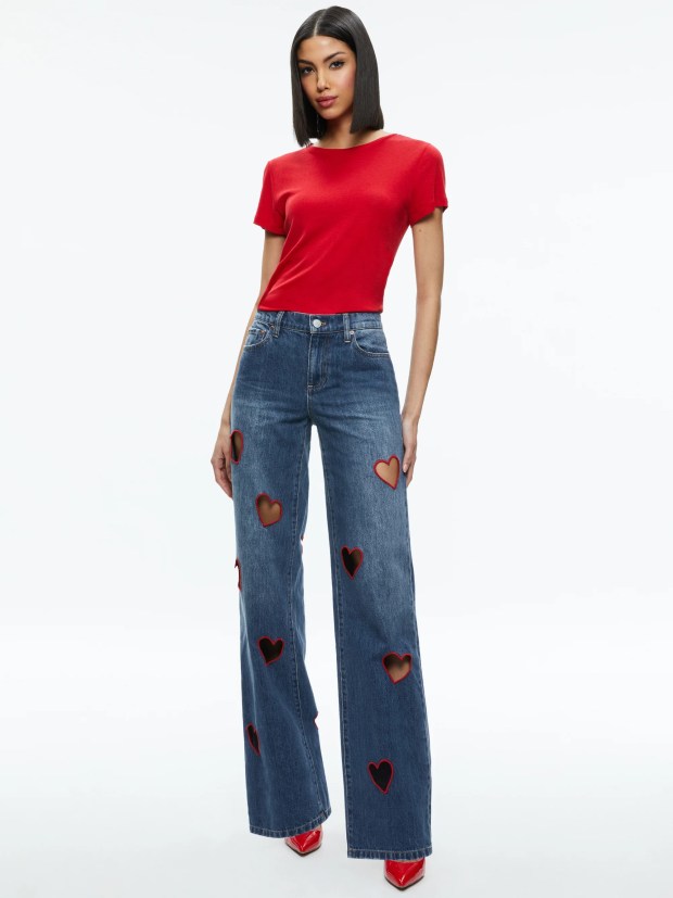 Alice and Olivia's Karrie Embroidered Heart Cutout Jean (aliceandolivia.com)