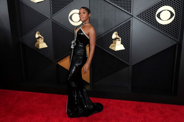 Janelle Monae arrives at the 66th annual Grammy Awards on Sunday, Feb. 4, 2024, in Los Angeles. (Photo by Jordan Strauss/Invision/AP)