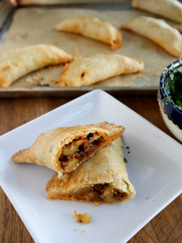 A savory handpie stuffed with Mexican chorizo and potato makes quick and filling dinner. (Gretchen McKay/Pittsburgh Post-Gazette/TNS)