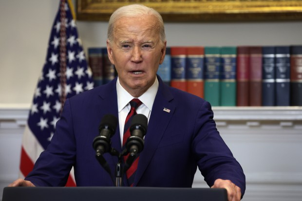 President Joe Biden delivers remarks on the collapse of Francis Scott Key Bridge in Baltimore, Maryland, in the Roosevelt Room of the White House last week. (Photo by Alex Wong/Getty Images)