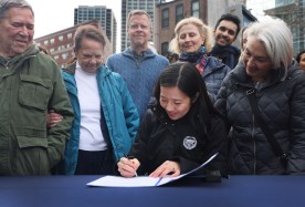 Mayor Michelle Wu signed off on an ordinance Wednesday reinstating a planning department run by the city for the first time in 70 years in a ceremony in the West End on Tuesday, a big step for her plans to reshape development in the city.