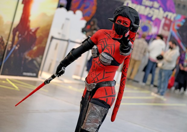 Emily Hascall of Bangor, Maine, poses in costume during PAX East at the BCEC. (Matt Stone/Boston Herald)