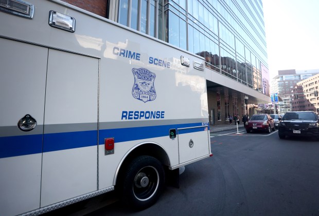 Boston, MA - The Moxy hotel where reportedly two dead bodies were found in a room. (Nancy Lane/Boston Herald)